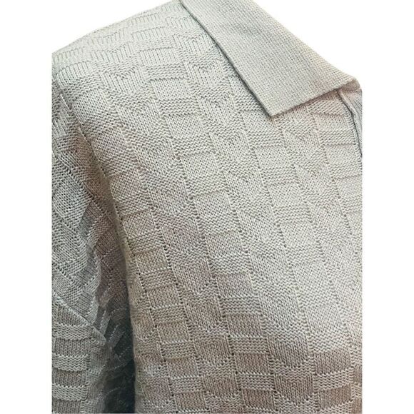 Haband European Seafoam Green/Blue Short Sleeve Mens Knit Vintage Sweater Size X - Picture 12 of 12